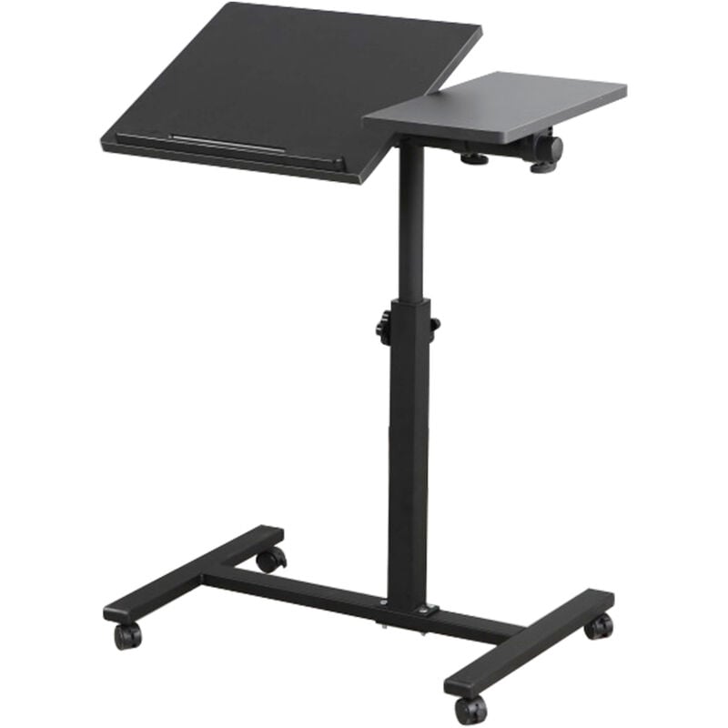 Haloyo - Table réglable pour ordinateur portable, roulettes, support inclinable, 6034.558/90cm noir