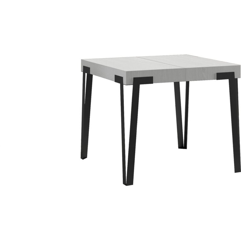 Table extensible 90x90/246 cm Frêne Rio Bianco structure Anthracite