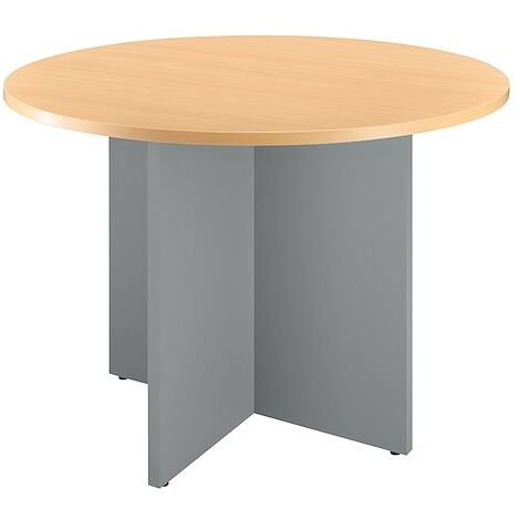 Table ronde 100 cm plateau blanc pieds croix aluminium Essens - Maxiburo