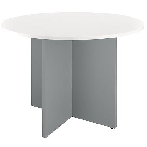 Table ronde 100 cm plateau blanc pieds croix aluminium Essens - Maxiburo