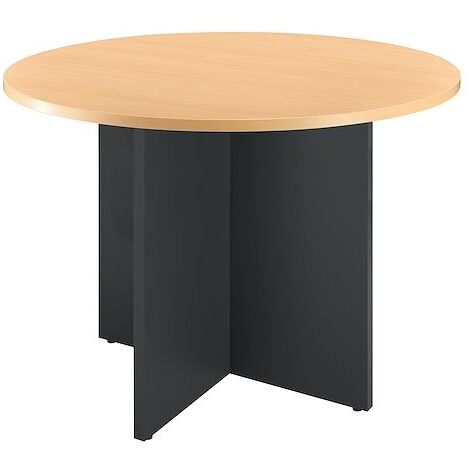Table ronde 100 cm plateau blanc pieds croix anthracite Essens - Maxiburo