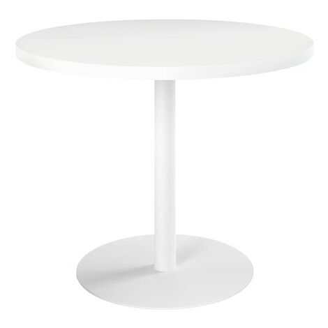 Table ronde 100 cm plateau blanc piètement colonne blanc Essens - Maxiburo