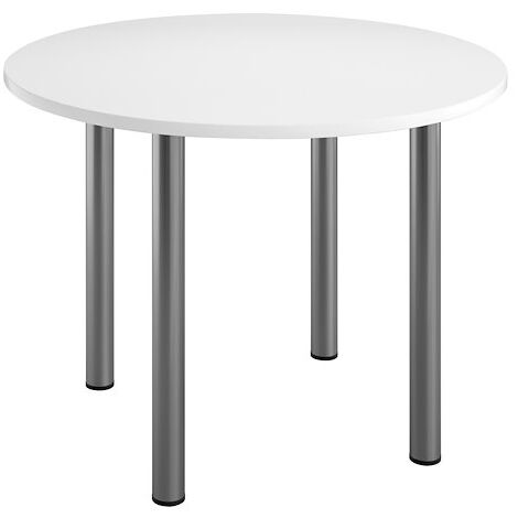 Table ronde 100 cm plateau blanc piètement métal aluminium Essens - Maxiburo