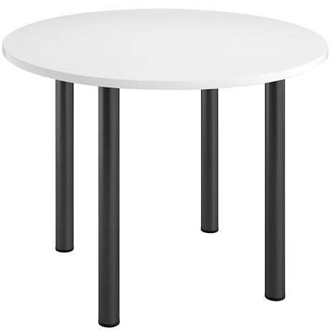 Table ronde 100 cm plateau blanc piètement métal anthracite Essens - Maxiburo