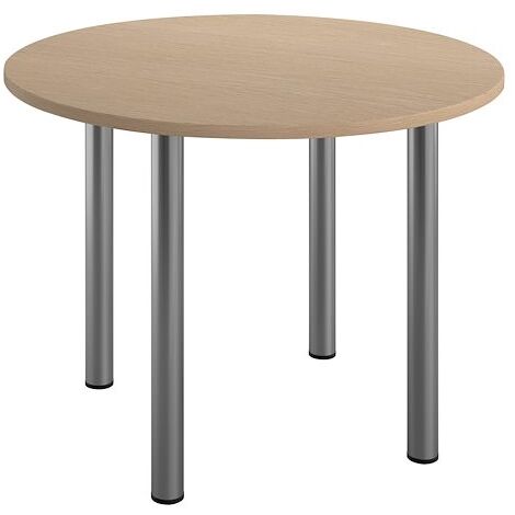 Table ronde 100 cm plateau chêne clair piètement métal aluminium Essens - Maxiburo