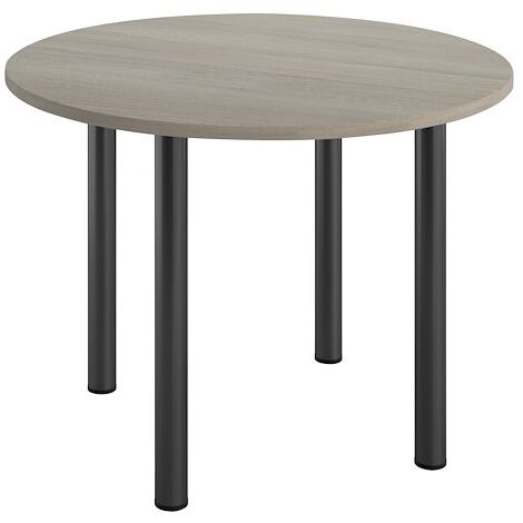Table ronde 100 cm plateau chêne gris piètement métal anthracite Essens - Maxiburo