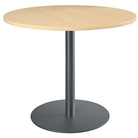 Table ronde 100 cm plateau hêtre piètement colonne anthracite Essens - Maxiburo
