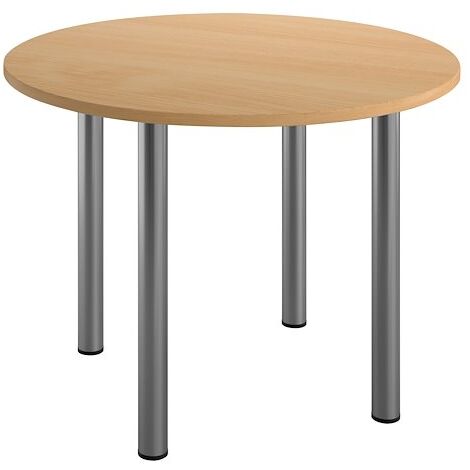 Table ronde 100 cm plateau hêtre piètement métal aluminium Essens - Maxiburo
