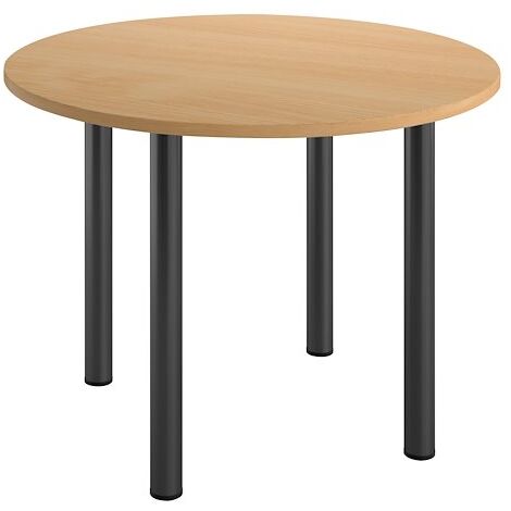 Table ronde 100 cm plateau hêtre piètement métal anthracite Essens - Maxiburo