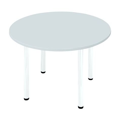 Table ronde 120 cm plateau blanc pieds tube blanc plateau Essens - Maxiburo
