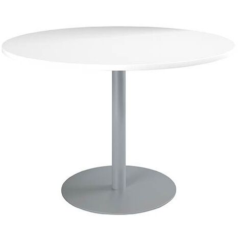 Table ronde 120 cm plateau blanc piètement aluminium colonne Essens - Maxiburo