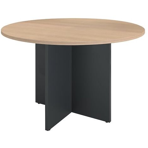 Table ronde 120 cm plateau chêne clair pieds croix anthracite Essens - Maxiburo