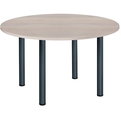 Table ronde 120 cm plateau chêne gris pieds tube anthracite Essens - Maxiburo