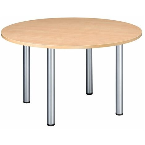 Table ronde 120 cm plateau hêtre pieds tube aluminium Essens - Maxiburo