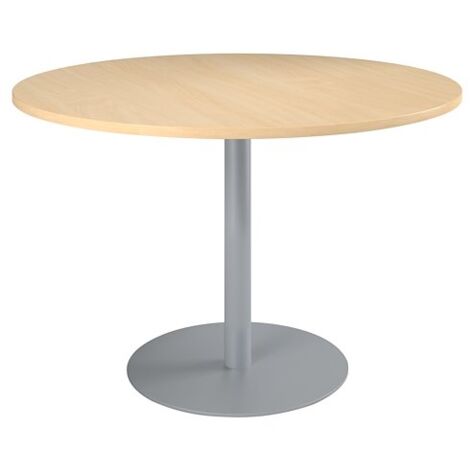 Table ronde 120 cm plateau hêtre piètement colonne aluminium Essens - Maxiburo