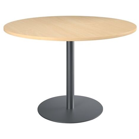 Table ronde 120 cm plateau hêtre piètement colonne anthracite Essens - Maxiburo