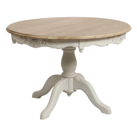 Table ronde 2 allonges - MDF - Blanc - Interior's