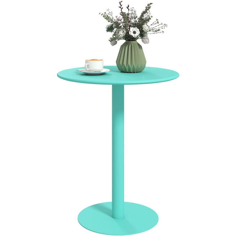 Homcom - Table ronde 2 personnes table à manger ronde dia. 60 cm acier bleu turquoise