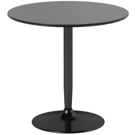 Table ronde 2 places Ø80 cm, plateau MDF et acier antidérapant, noir, hauteur 75 cm