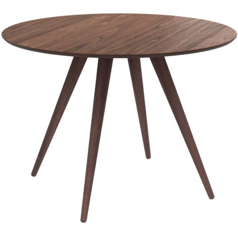Rendez-Vous Déco – Table ronde 4 personnes en bois foncé finition noyer D105 cm – Pieds en bois d'hévéa massif – Stabilité optimale – Pour salle à manger moderne