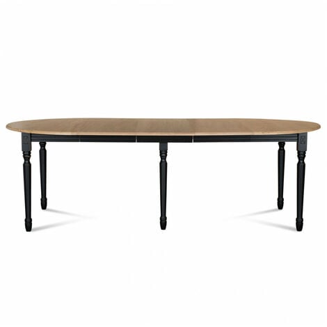 Table ronde 6 pieds tournés 115 cm + 3 rallonges bois - VICTORIA