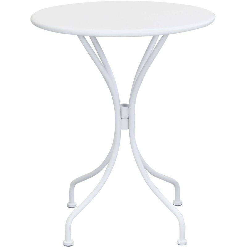 Magazzini Cosma - Table ronde Ø60 du jardin extérieur pour bar et pub avec structure en acier rond en fer White - White