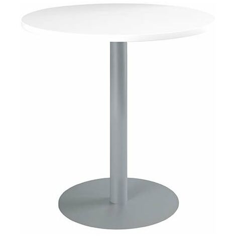Table ronde 80 cm plateau blanc piètement colonne aluminium Essens - Maxiburo
