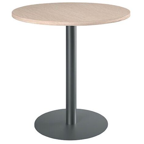 Table ronde 80 cm plateau hêtre piètement colonne anthracite Essens - Maxiburo