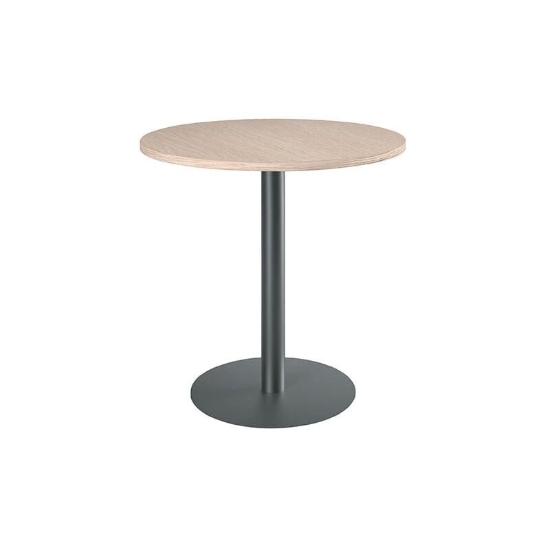 Sans Marque - Table ronde 80 cm plateau hêtre piètement colonne anthracite Essens - Maxiburo