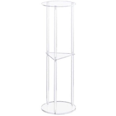 Table ronde acrylique élégante 3 niveaux pour rangement organisé, table d'appoint moderne avec étagères transparentes, meuble salon design compact et pratique.
