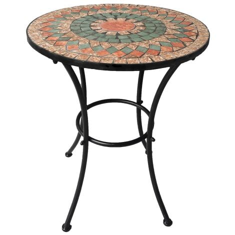 Table ronde Alice en me'tal a' de'cor de mosaique en forme de pierre 60x70 cm pour jardin