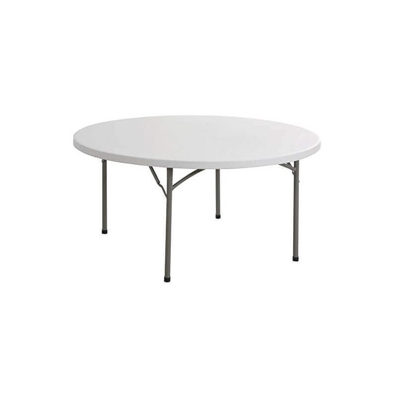 Table ronde avec des pattes pliantes en acier et en plastique Ø120xh74 cm