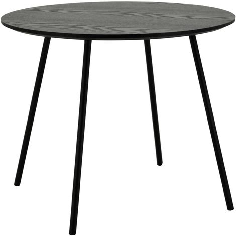Table ronde avec plateau plaquage frêne noir - Noir