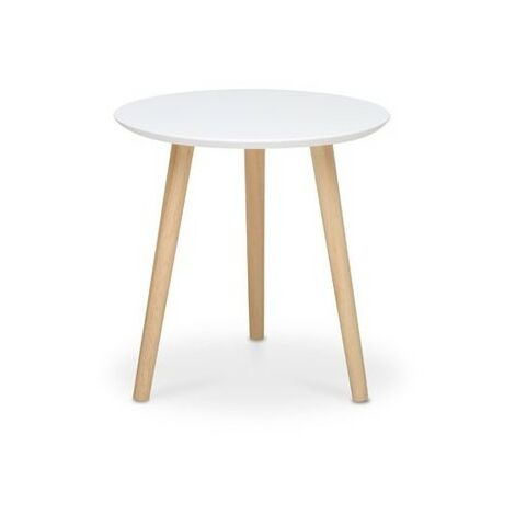 Table ronde blanche 3 pieds en bois de pin diam.40xh.40 cm