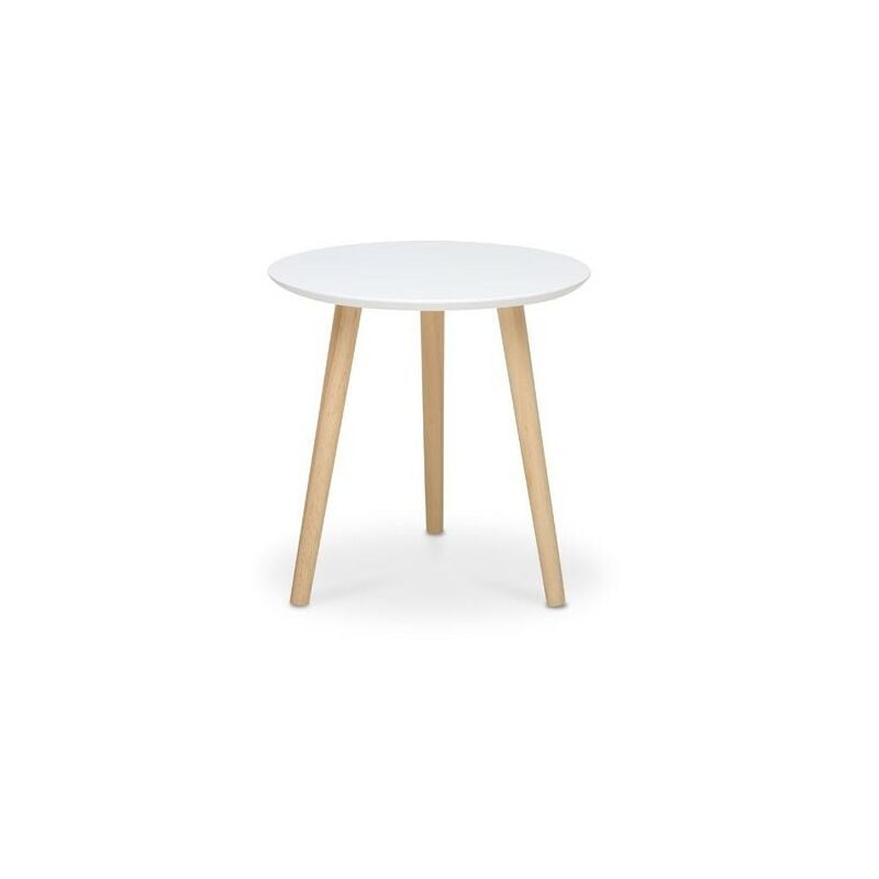 Argonauta - Table ronde blanche 3 pieds en bois de pin diam.48xh.45 cm