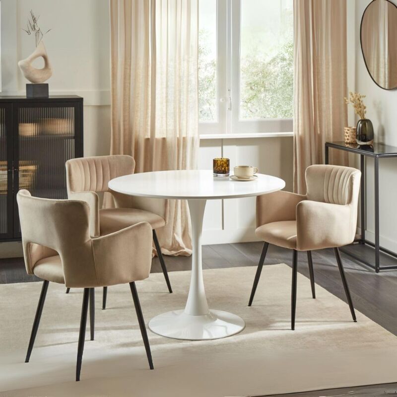 Toscohome - Table ronde blanche 90x73H cm - Derek