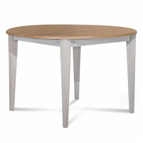 Table ronde bois D115 cm avec 1 allonge et Pieds fuseau - VICTORIA