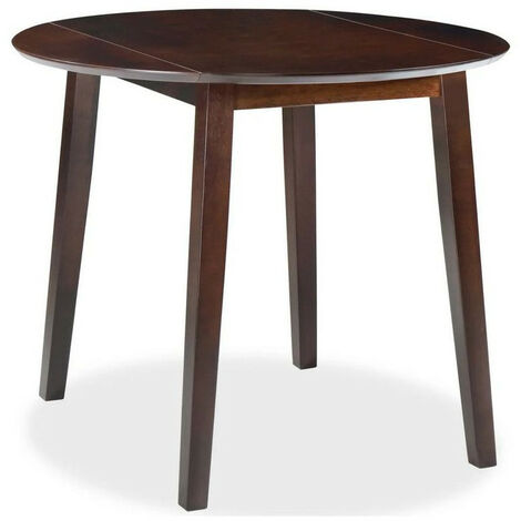 Table ronde bois et pieds hévéa massif foncé Verco D 90cm