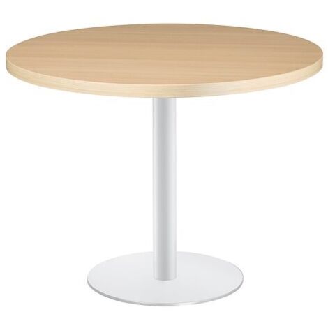 Table ronde chêne clair pied métal blanc - Milano - Maxiburo
