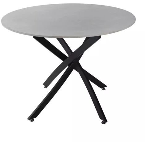 Table ronde D. 100 cm céramique gris pieds croisés métal - RYDER 2