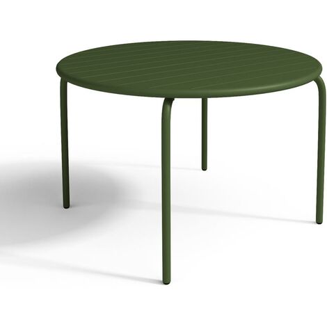 Table ronde de jardin D.110cm en métal - Kaki - MIRMANDE - Vert