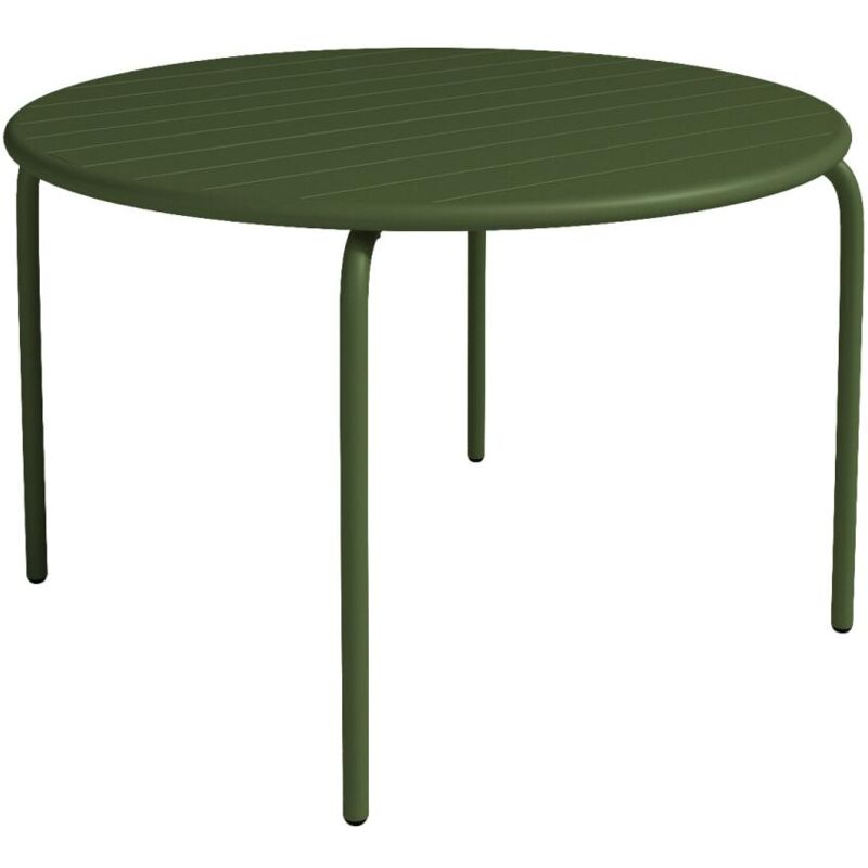 Table de jardin ronde D.110 cm en métal - Kaki - MIRMANDE de MYLIA