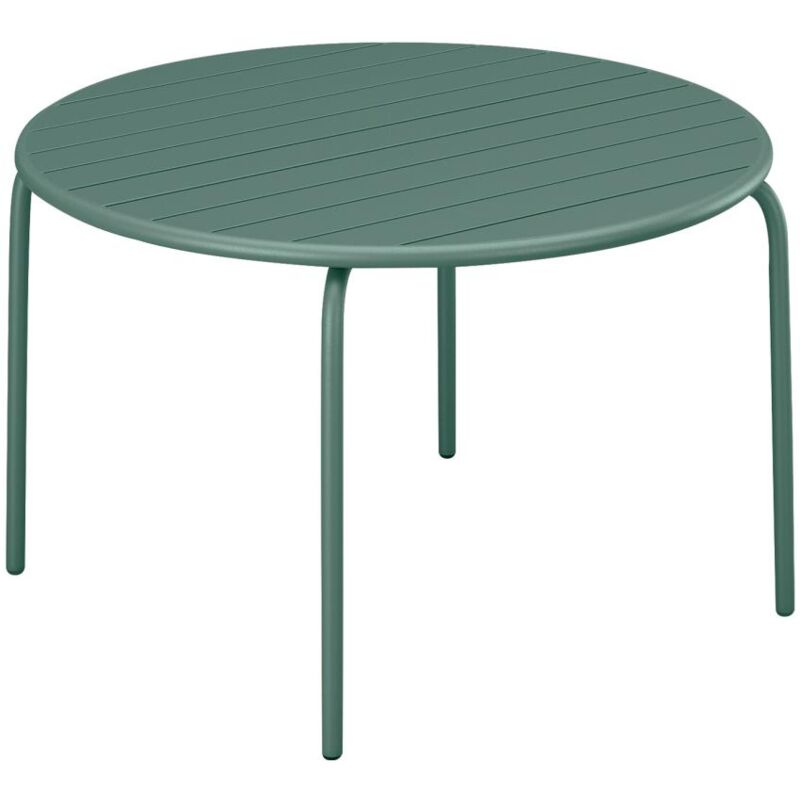 Vente-unique - Table de jardin ronde D.130 cm en métal - Vert amande - mirmande de mylia