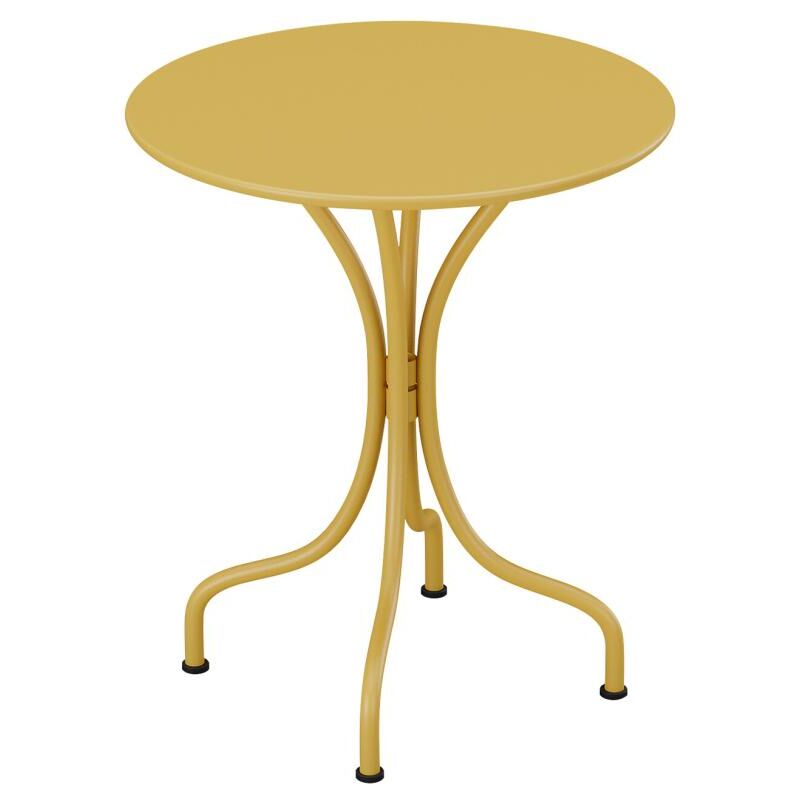 Table ronde de jardin D.60 cm en métal - Jaune moutarde - mirmande de mylia