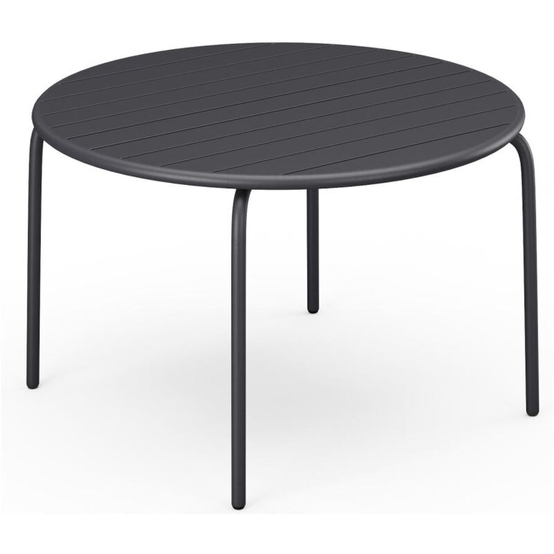 Vente-unique - Table de jardin ronde D.110 cm en métal - Gris anthracite - mirmande de mylia