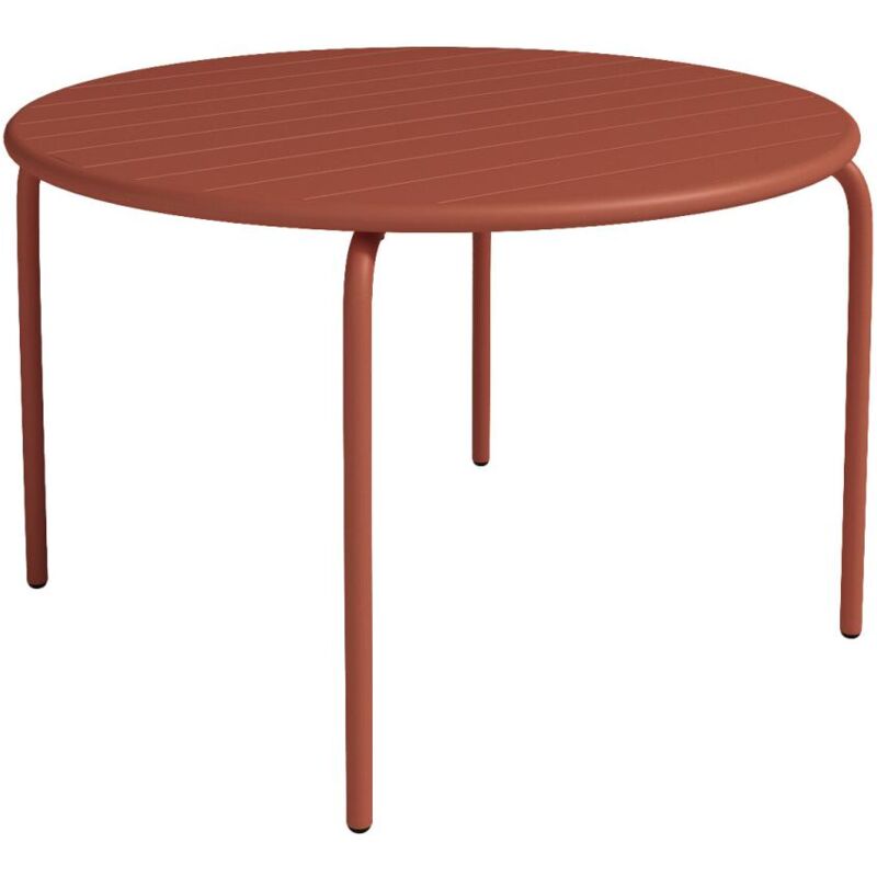 Vente-unique - Table de jardin ronde D.110 cm en métal - Terracotta - mirmande de mylia