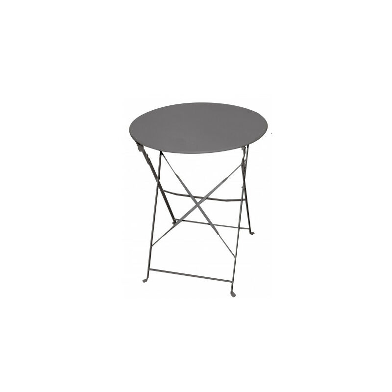 Sunnydays - Table ronde de jardin pliable en métal gris anthracite - 60x60x71cm - Gris