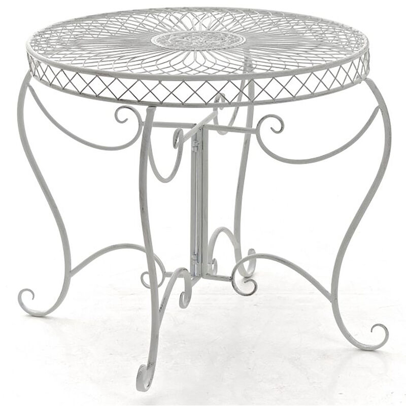 Table ronde avec un style romantique orné de différentes décorations de couleurs colore : Blanc antique