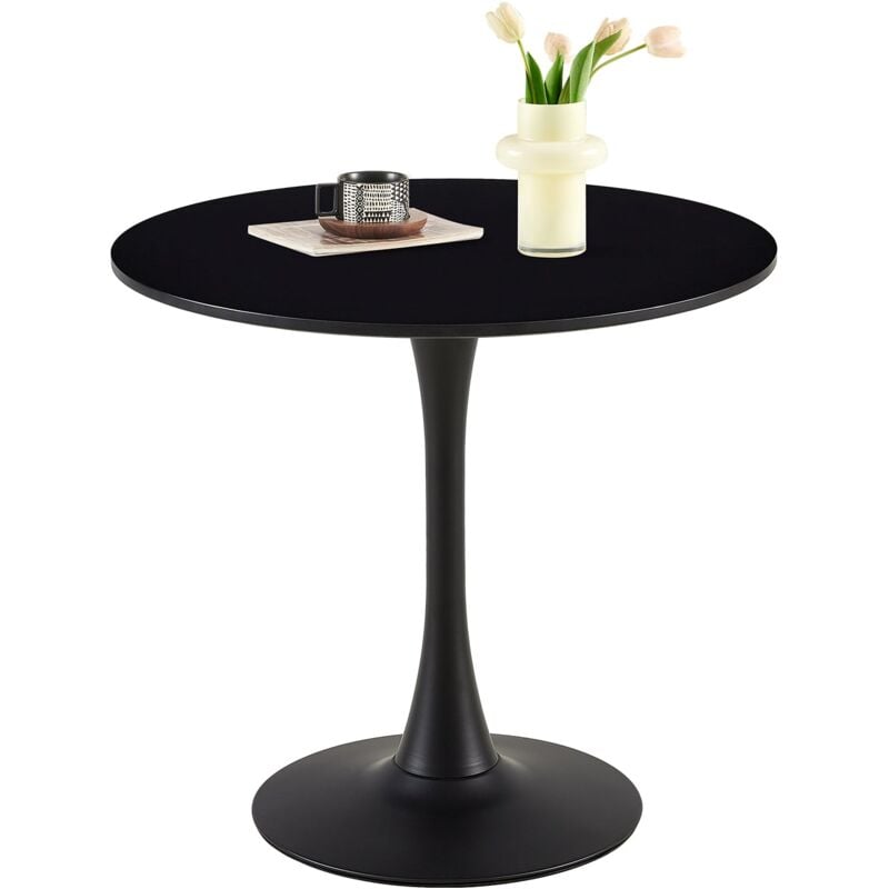 Eggree - Table ronde de style médiéval moderne - 75 cm pour cuisine/salle à manger/salon/bureau - Noir
