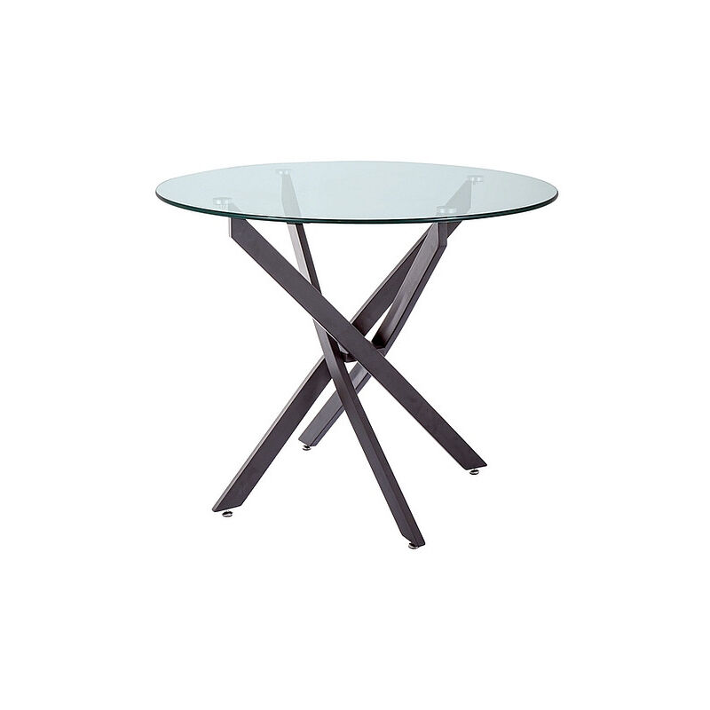 Table ronde design - Agis - D 90 x H 73 cm - Verre et noir mat - Livraison gratuite
